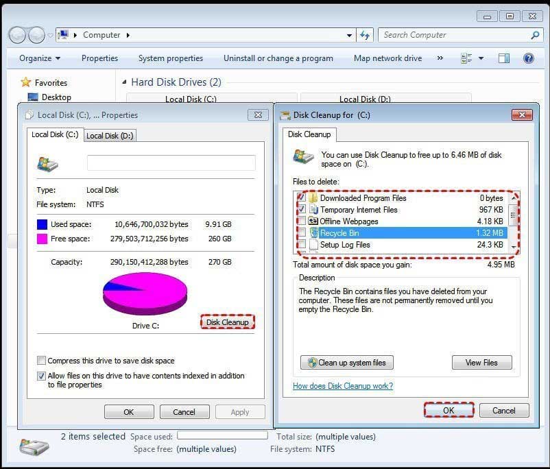 Clean up disk C drive