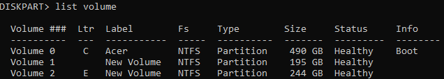Resize partition with CMD Diskpart