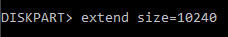 Resize partition with CMD Diskpart