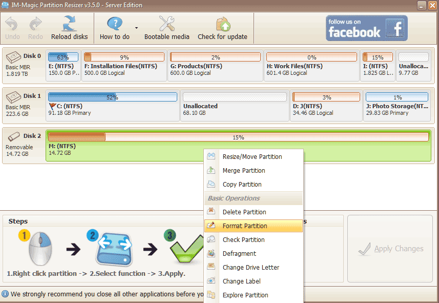 format partition to NTFS