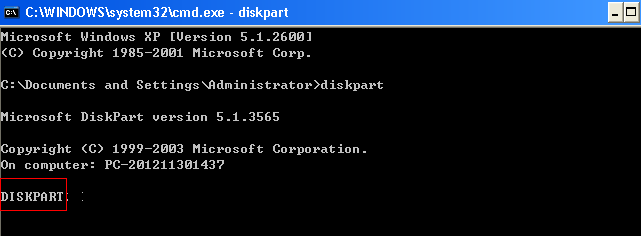 type diskpart
